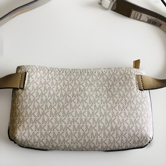MICHAEL KORS Waist Belt Bag Fanny Pack‎ Beige/White Signature Logo S/M - Picture 2 of 9